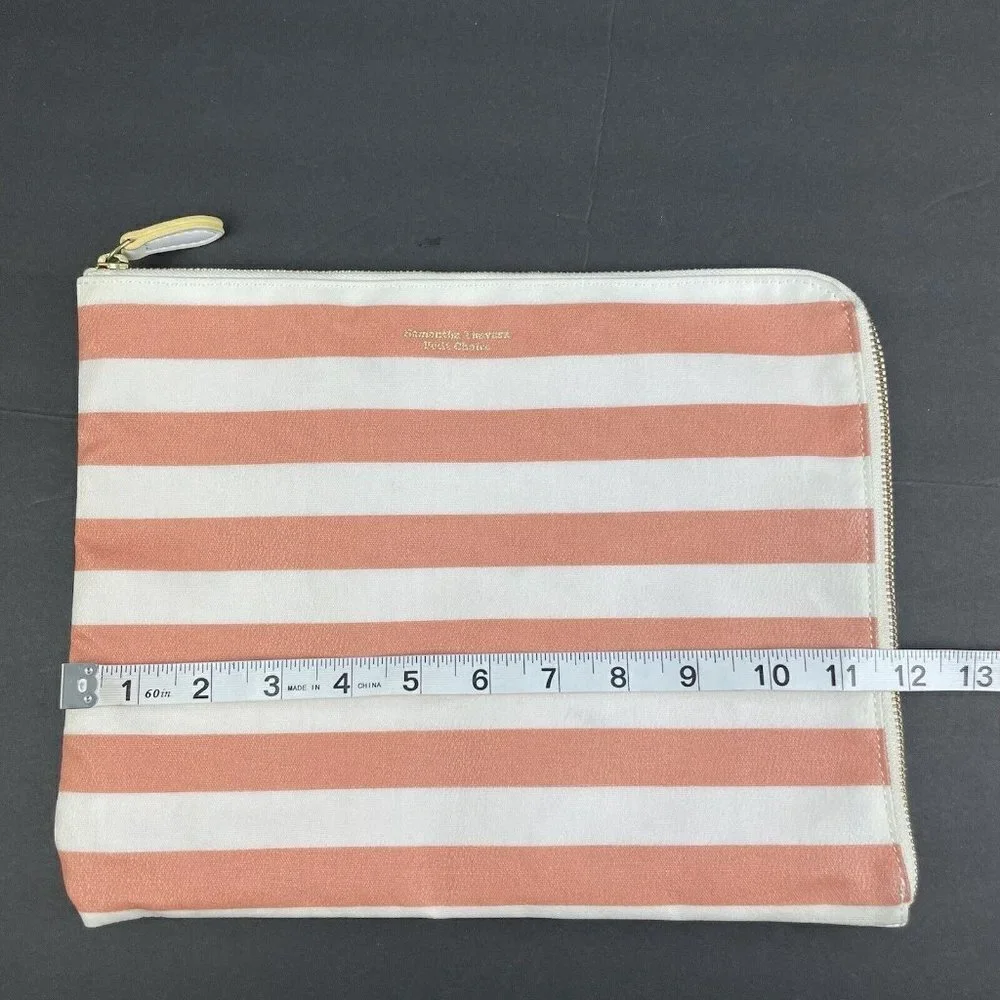Samantha Thavasa Petit Choice Clutch Peach White Striped Canvas‎ Polyester
